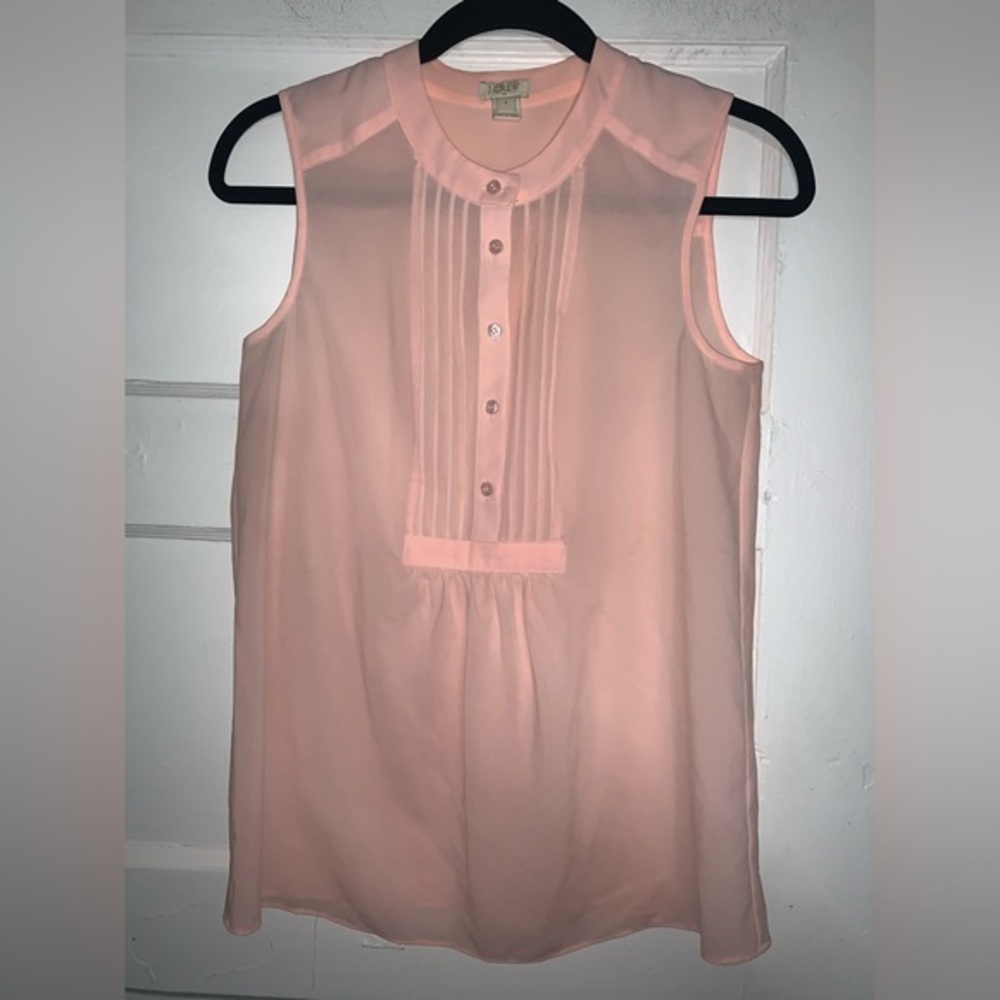 J‎ crew factory peach colored sheer sleeveless blouse size 0